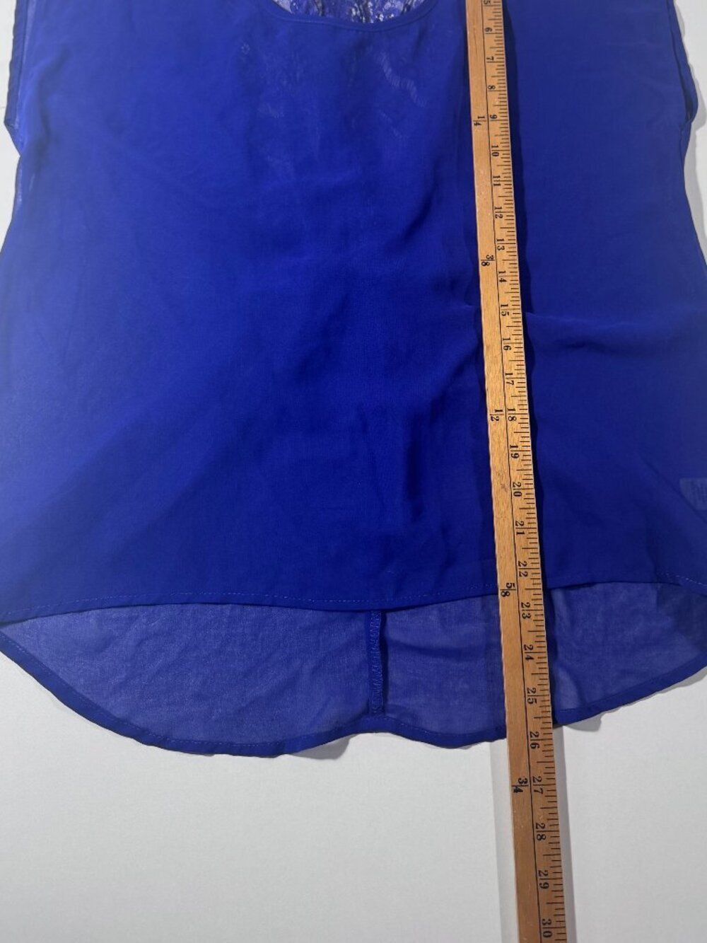 Cache Cobalt Blue Sheer Lace Blouse Size Large Y2K Party Top - Picture 4 of 11